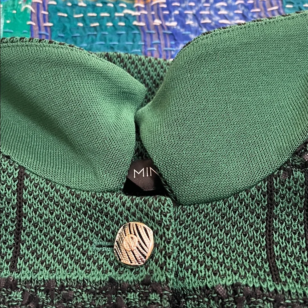 MING WANG Green and Black Plaid Knit Button up Jacket. XL. - Picture 5 of 11